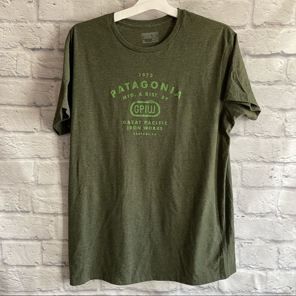 PREOWNED PATAGONIA MENS SLIM FIT TSHIRT PACIFIC IRON WORKS GREEN XL